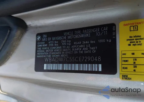 2012 BMW 328I z USA, uszkodzony, nr VIN WBADW7C55CE729048